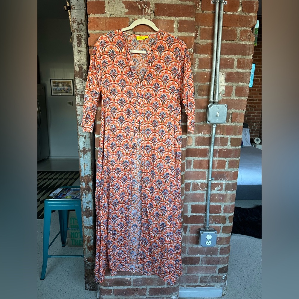 Roller Rabbit Vibrant Orange and Blue Long Kurta